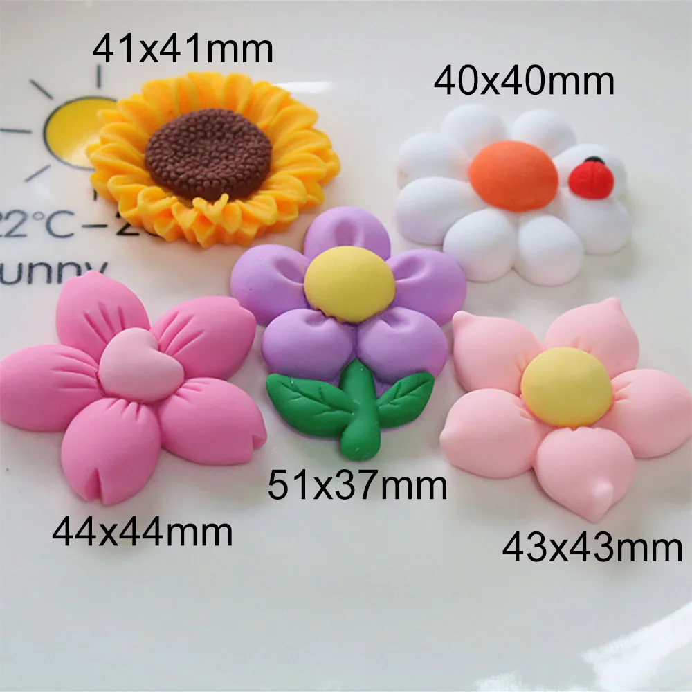 2PCS Large Flower Series Flat Back Resin Cabochons For Hairpin Scrapbooking DIY Jewelry Craft Decoration Accessories