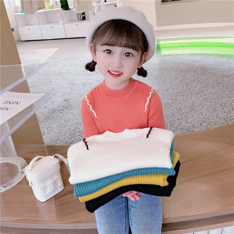 2022 New Autumn Winter Children's Warm Sweater Striped Luxury Design Crew Neck Girls Knitwear Spring Outdoor Sports Jacket Cheap