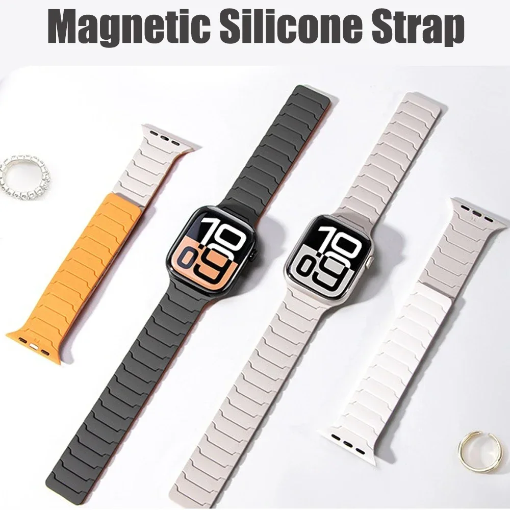 Silikonarmband für Apple Watch Ultra 4 3 2 49mm 12 11 10 46mm 42mm 9 8 7 45/41mm Magnetisches Armband iWatch 6 5 4 SE 44/40mm – Detail 1