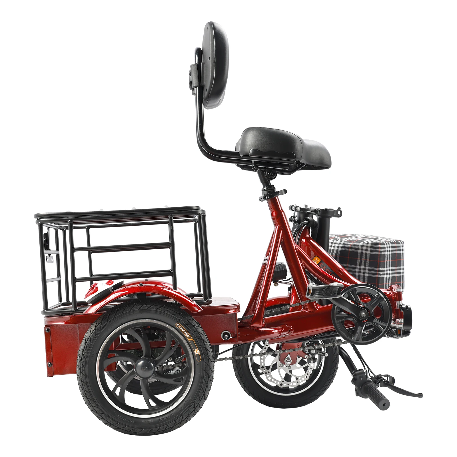 Artudatech 400W 48V 12A Elder Electric folding tricycle 3 wheel e-bike with Basket