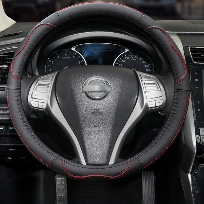 

Genuine leather steering wheel cover manufacturer wholesale, universal round non-slip car steering wheel cover for all seasons