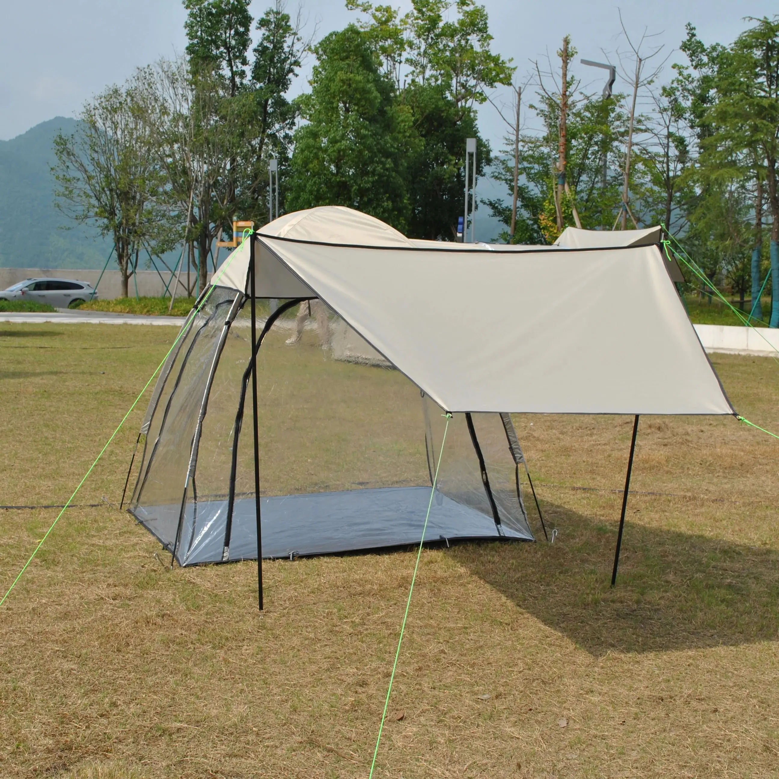 Waterproof Sports Tent Detachable Top Cover All-Weather Clear PVC Rain Shelter for Outdoor Activities Warm Keep Mesh Window