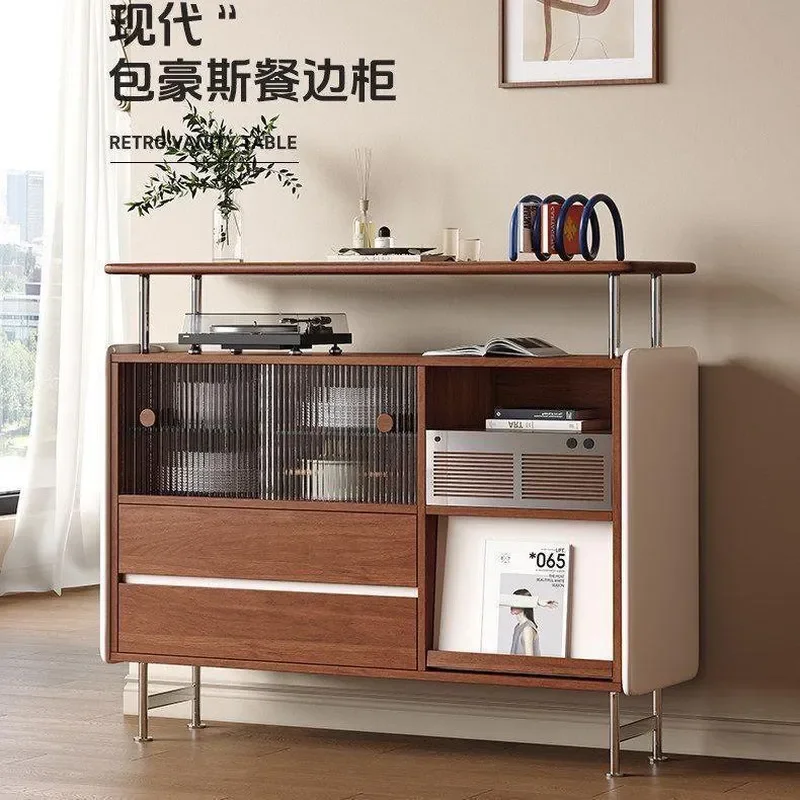 Antique Retro Solid Wood Dining Side Low Cabinet Wall Mounted Living Room Multi Functional Small Apartment Storage Locker