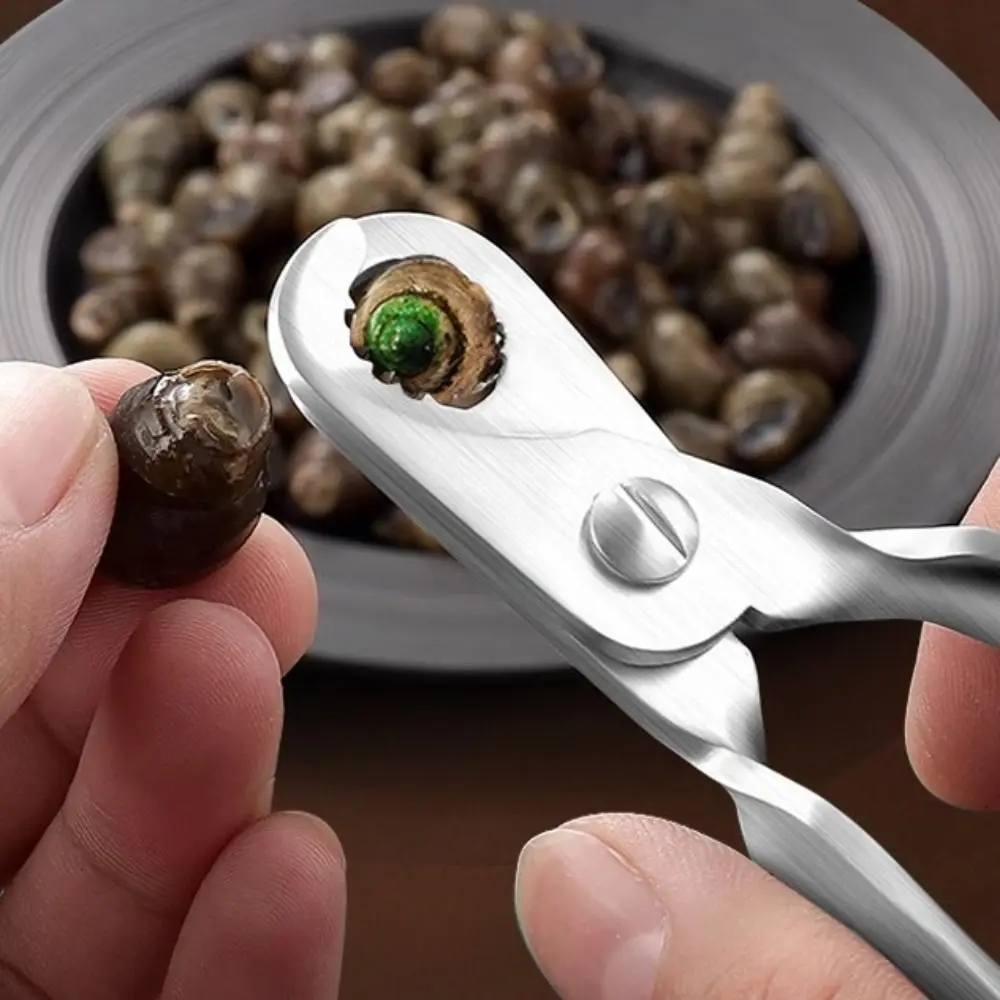 

Professional Escargot Cutting Tool Comfortable Stainless Steel Small Pliers Tool Anti-slip Handle Silver Snail Sheller Kitchen