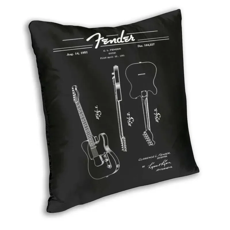 Telecaster Guitar Cushion Cover 45x45 Home Decorative 3D Print Guitarist Music Gift Throw Pillow for Car Two Side