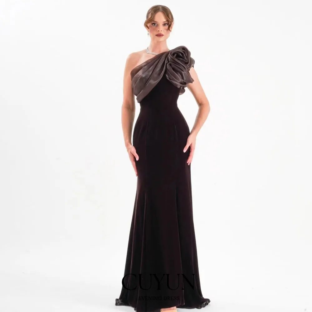 

Вечернее платье CUYUN на заказ, элегантное, плиссированное, на одно плечо, для банкетов и вечеринок, женское, для официальных мероприятий, в пол