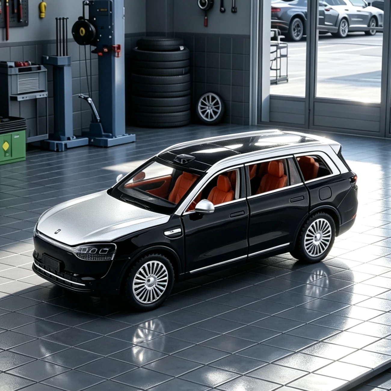 Key version 1:24 M9 SUV Phantom Alpha S680 Alloy New Energy Car Model Diecasts Metal Car Model Simulation Sound Light Gift