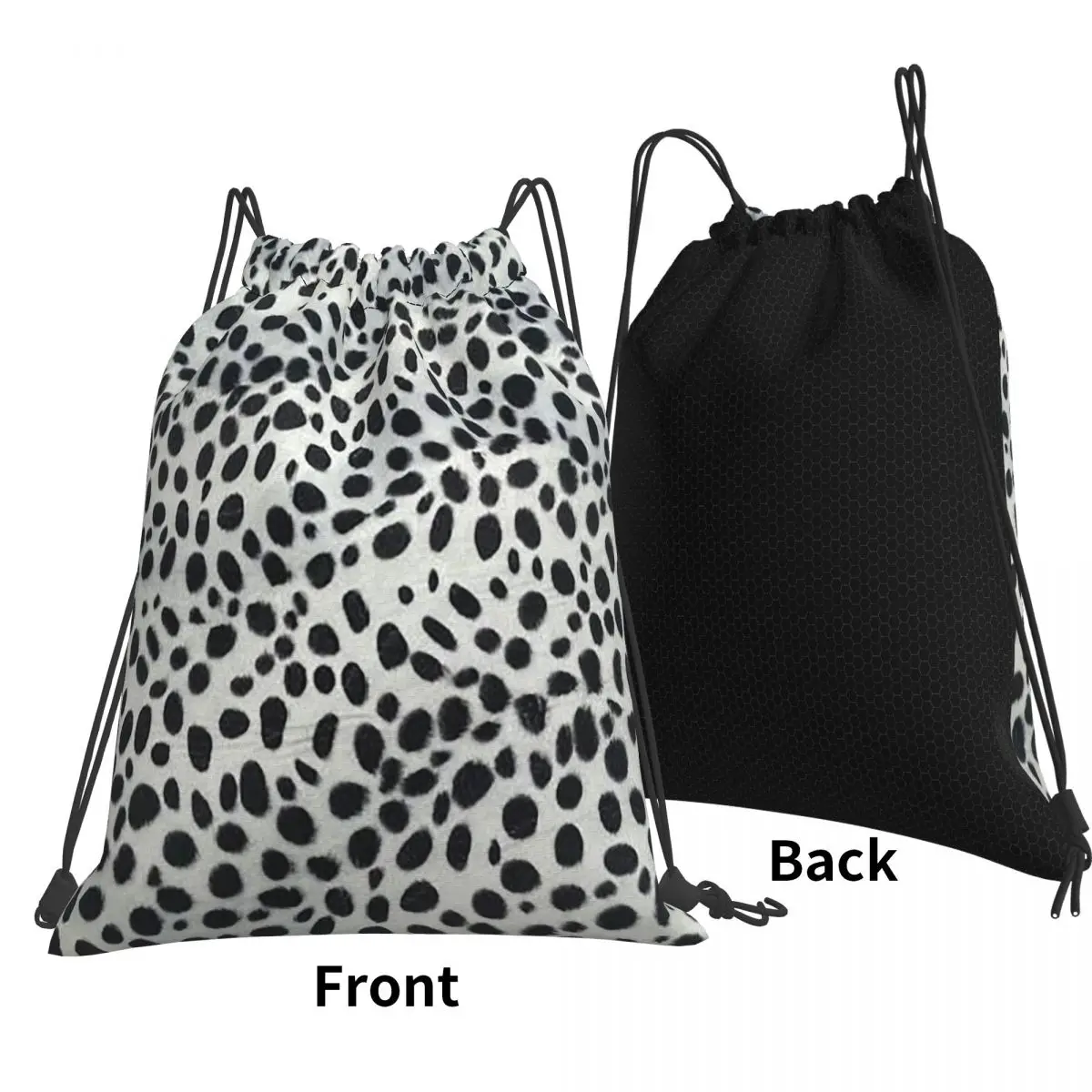 Dalmatian Dog Texture Backpacks Casual Drawstring Bags Sports Bag Book Bags for Travel Students