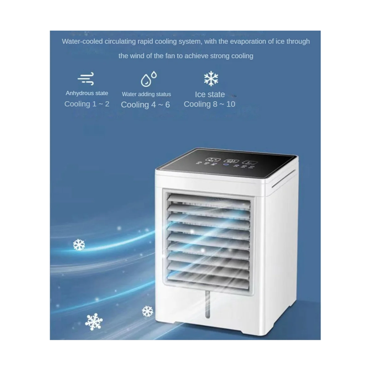 Climatiseur portable par évaporation, mini refroidisseur d'air, USB 62, écran tactile, ventilateur de refroidissement pour le bureau et la maison