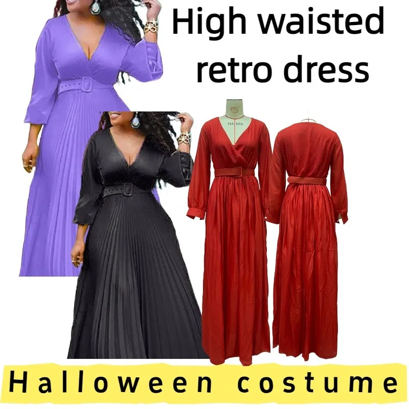 

Women's High Waist Vintage Long Sleeve Maxi Dress for Daily Wear Fall Outings Weekend Gatherings Casual Parties