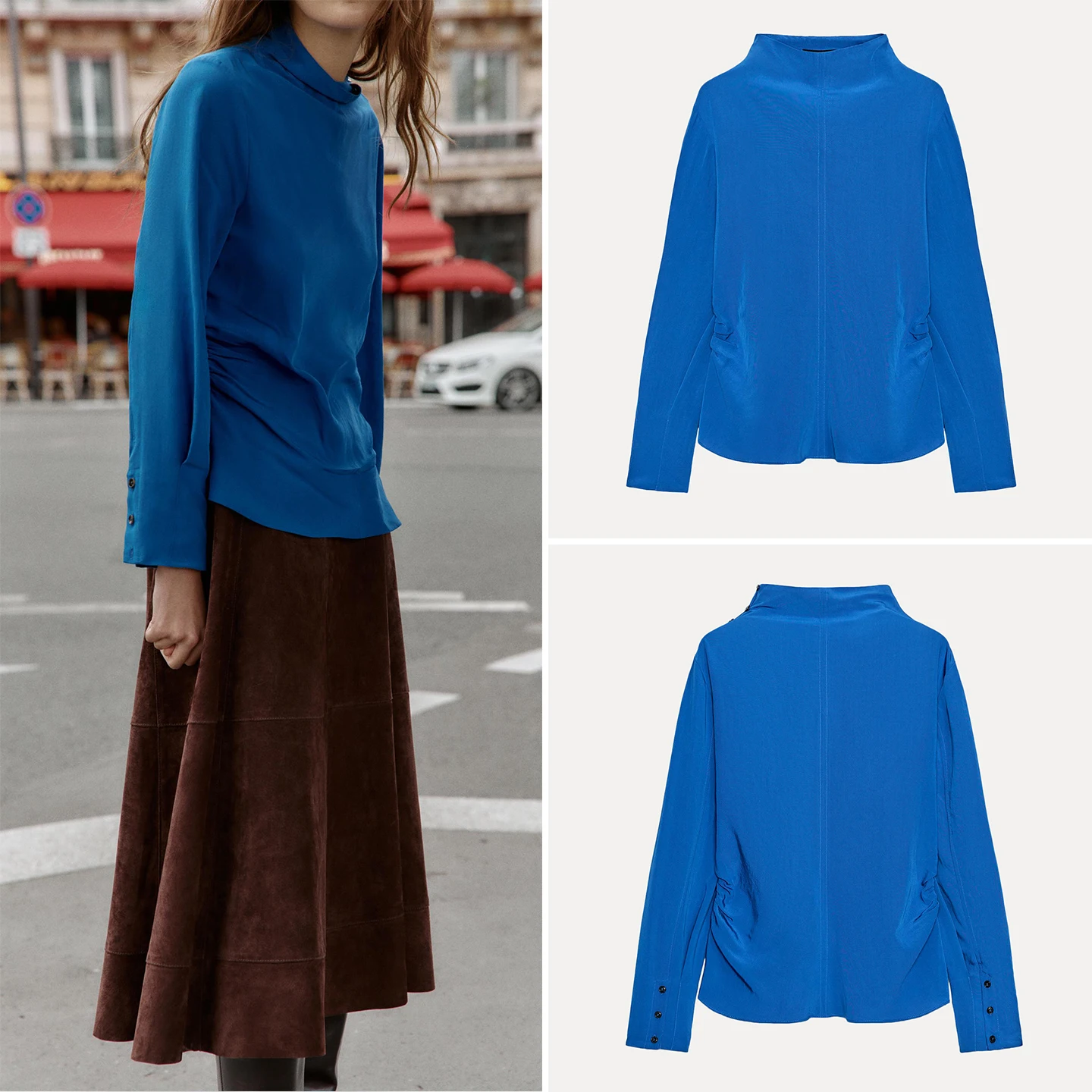 

Faionable Commuter Sle Women's irt Autumn 2025 Long Sve Pleated Ele Personali New Arrival Z Ladies Blouse