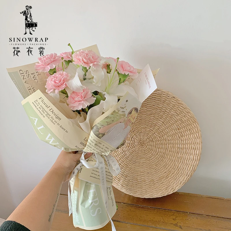 Sinowrap 20 Sheets/Pack Flower Wrapping Papers Wholesale Bouquet Wrapping Papel Diy Decorative Floral Wrappers Florist Accessory