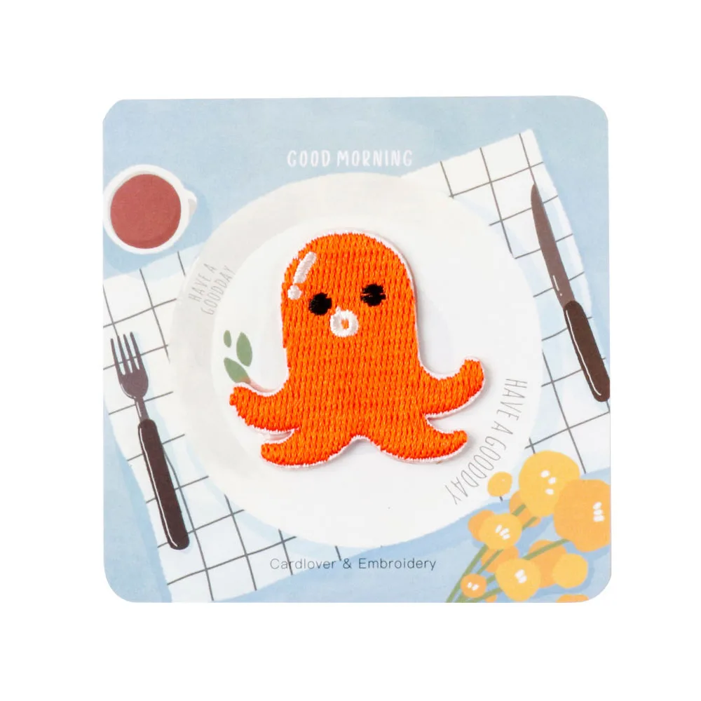 1 قطعة عصا على شارة مطرّزة سلسلة الإفطار الكرتون السجق الخبز عجة ملصقات الملابس DIY الملحقات #4