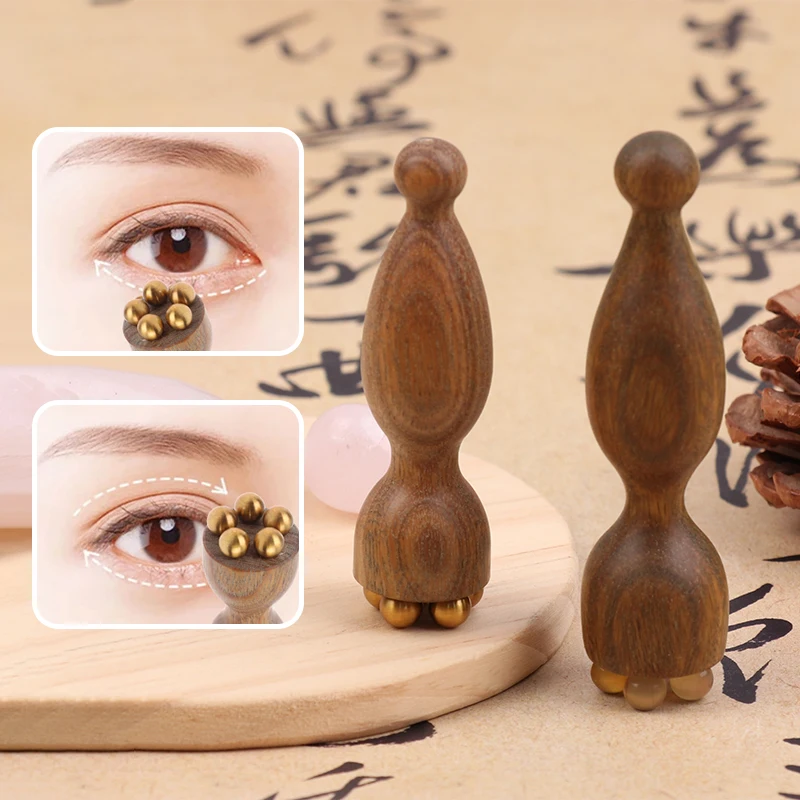 Lotus Seedpod Professional Gua Sha Tool Brass Rosewood Facial Massage Eye Relaxation Spot Meridians Acupoint Handheld Beauty Car