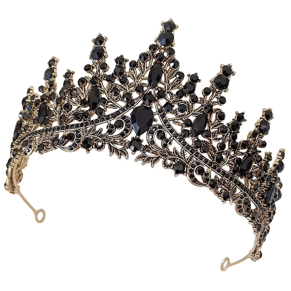 Black Rhinestone Crown Wedding Tiaras for Bride The Crystal Rhinestones Headband Bridal Crowns Women