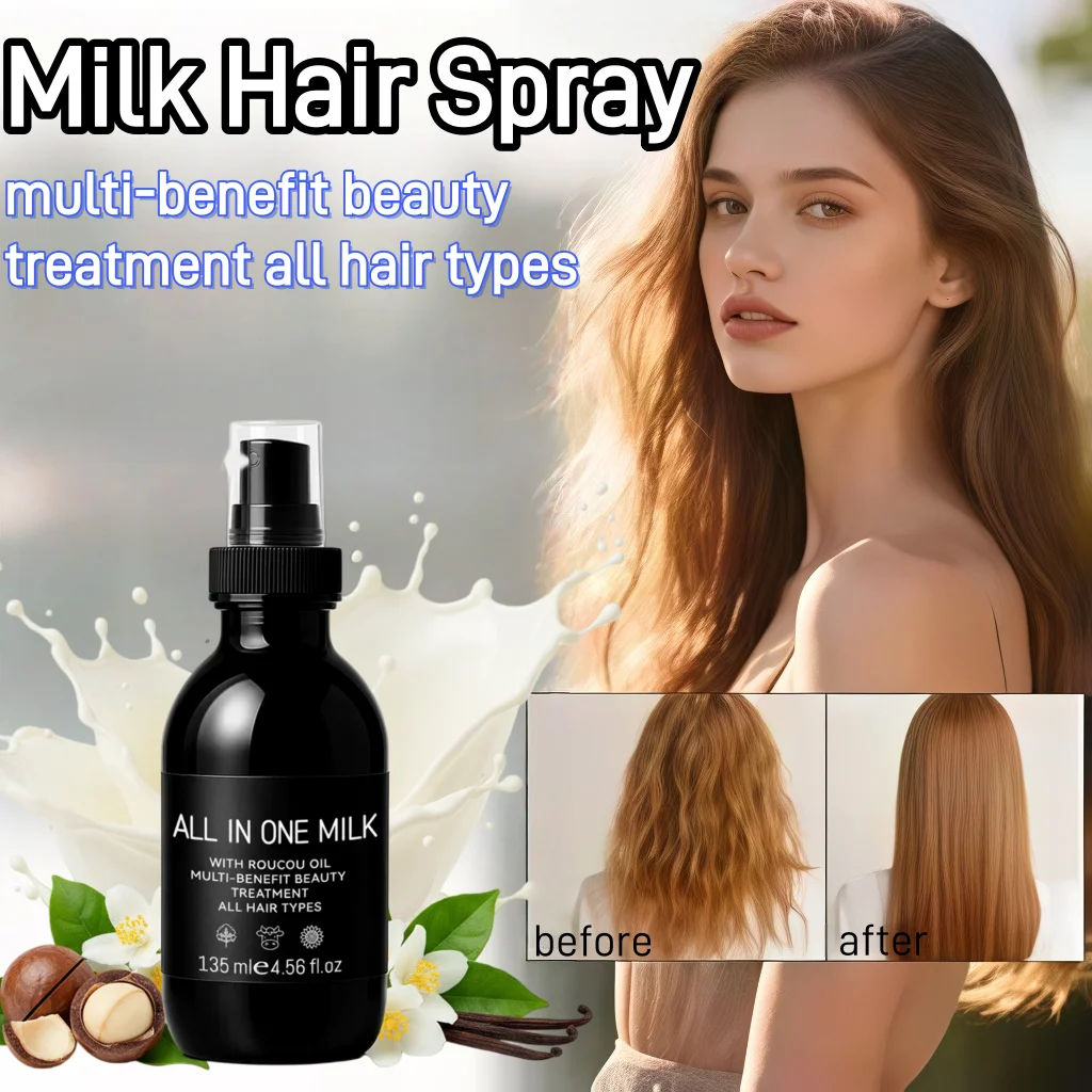 

Milk Hair Spray For Hydration Shine Repair Damaged Frizzy Lightweight Detangling Lasting Oil Control Hair Detangler Smooth Shiny
