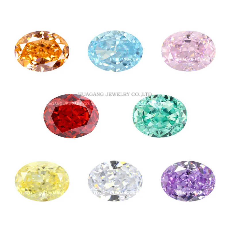 

Ice Cut 9A Top Quality Oval white Pink Blue Green Yellow lemon Amethyst CZ Stone Synthetic Gems Cubic Zirconia Beads For Jewelry