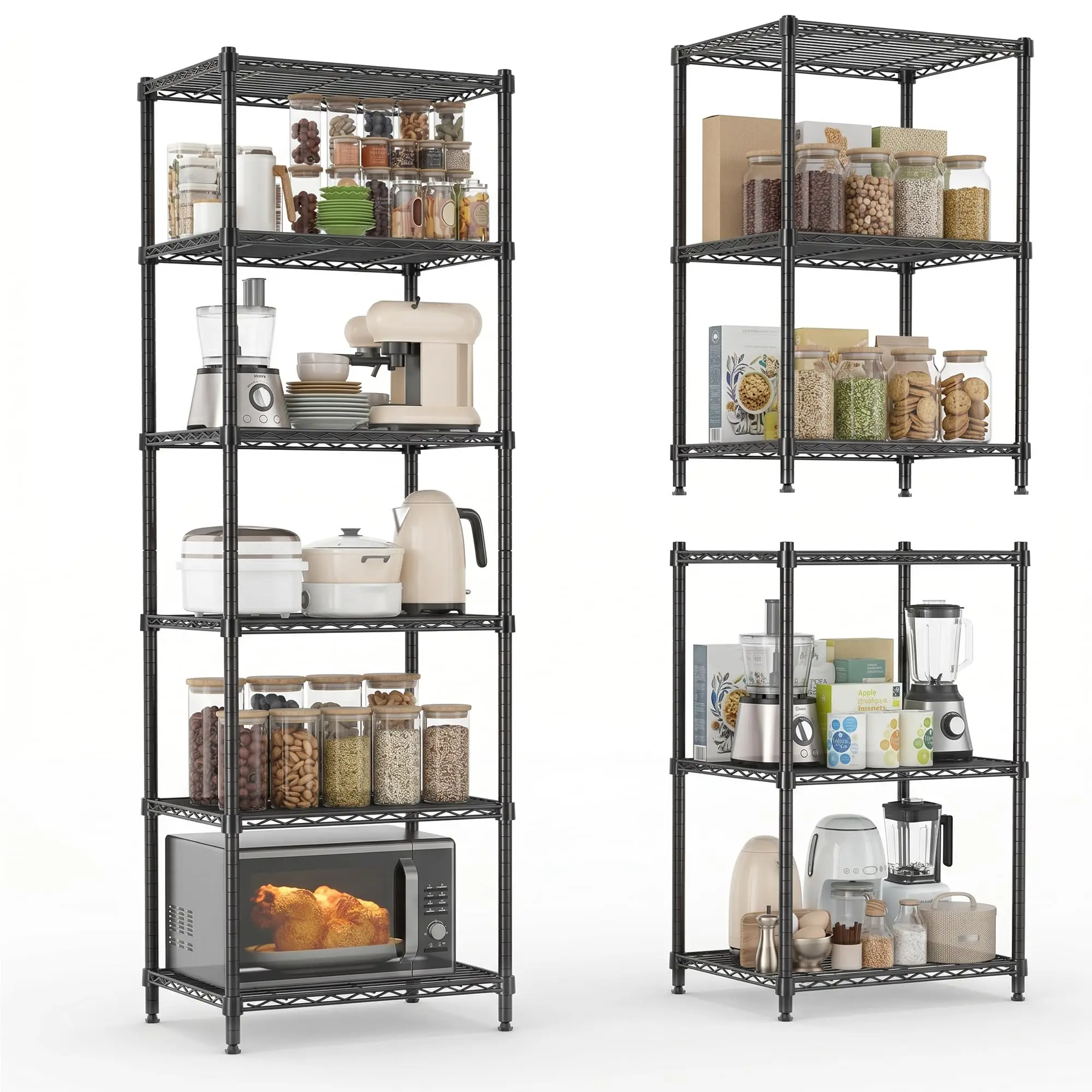 Scaffalatura a 6 ripiani in filo metallico resistente, 73,2 pollici, scaffale regolabile in acciaio, struttura autoportante, capacità di 1200 libbre, scaffale multiuso per garage, dispensa, cantina,
