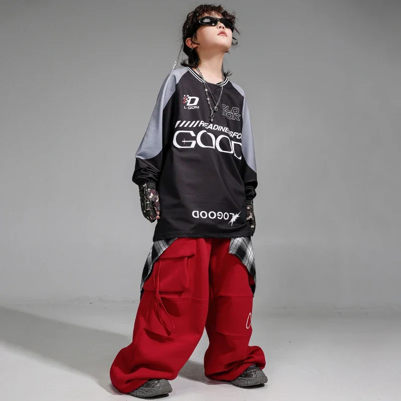 Ragazzi Abbigliamento Hip Hop Danza di strada Camo Pantaloni cargo Ragazze K-pop Jogging Abiti Bambini Jazz Set di vestiti sportivi Bambini Streetwear
