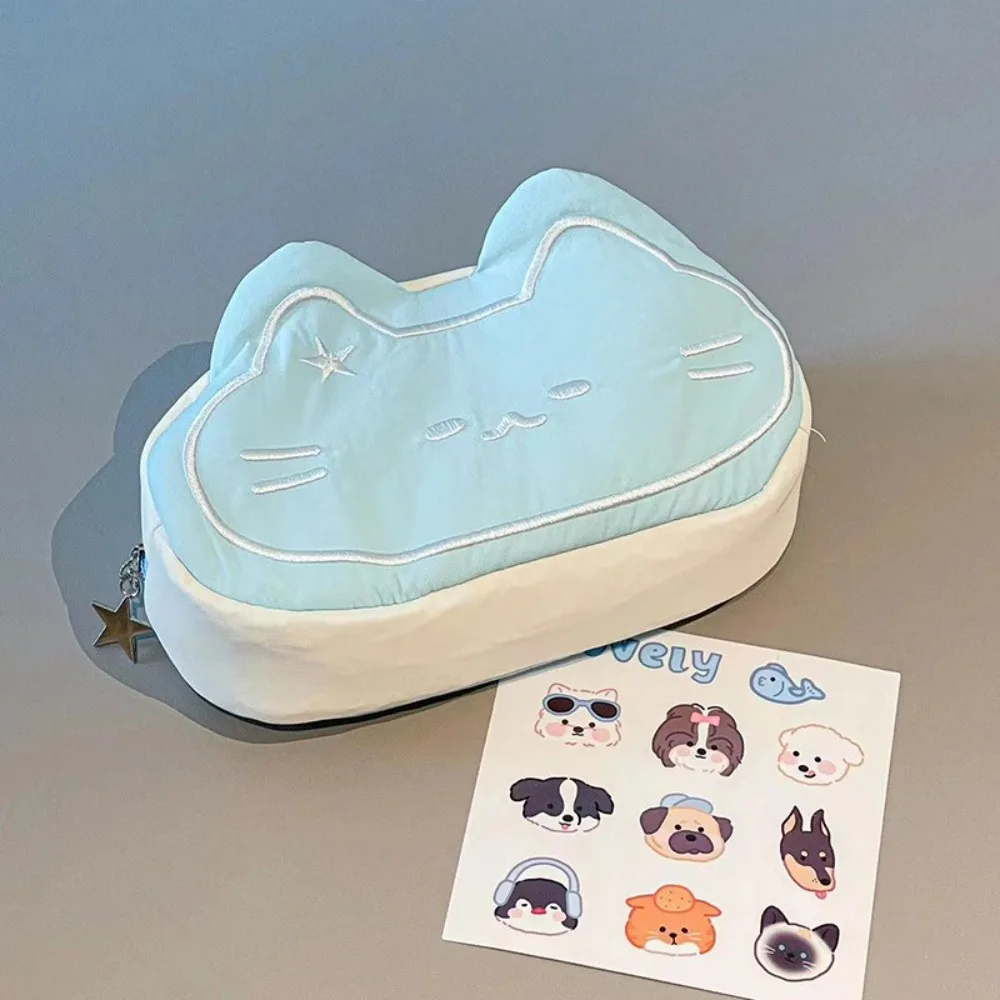 New Pencil Case Kawaii Star Little Cat Pen Bag Large Capacity Multifunctional Pencil Case Student Gift Canvas Pen Box