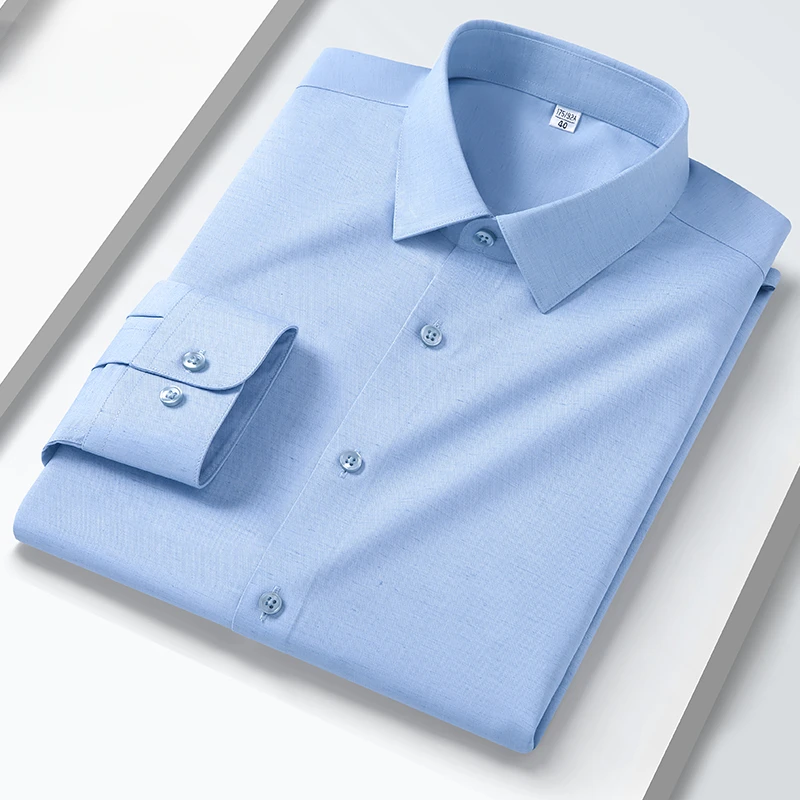 New in Shirt High Quality Modal Long Sleeve Shirts for Men Slim Fit Formal Shirt Office Soft Elegant Easy-Care Linen Clothes