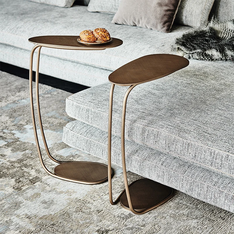 italian minimal  c shape creative movable small coffee table metal simple sofa side table