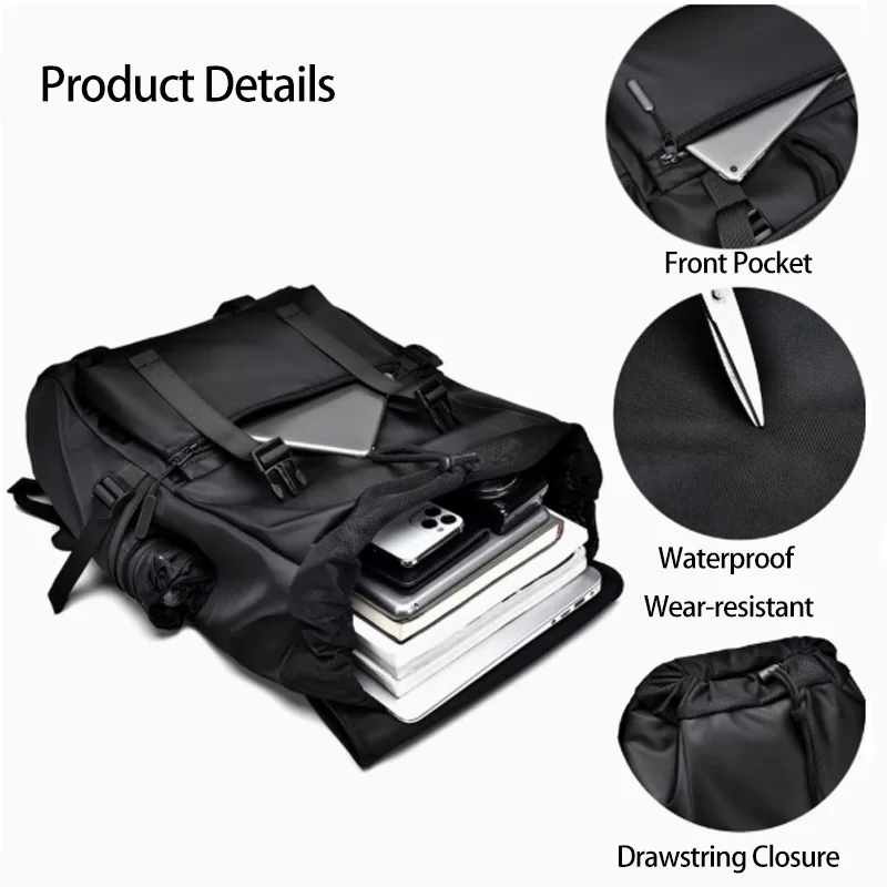 حقيبة ظهر رجال الأعمال خفيفة الوزن مقاومة للماء مقاس 15.6 بوصة للكمبيوتر المحمول حقيبة ظهر برباط للرجال بسعة كبيرة #4