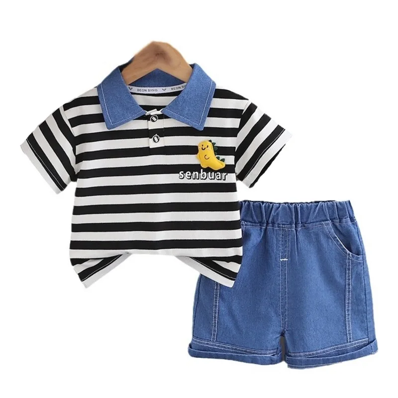 

New Summer Baby Boys Clothes Suit Children Sports Striped T-Shirt Shorts 2Pcs/Set Infant Clothing Toddler Costume Kids Tracksuit