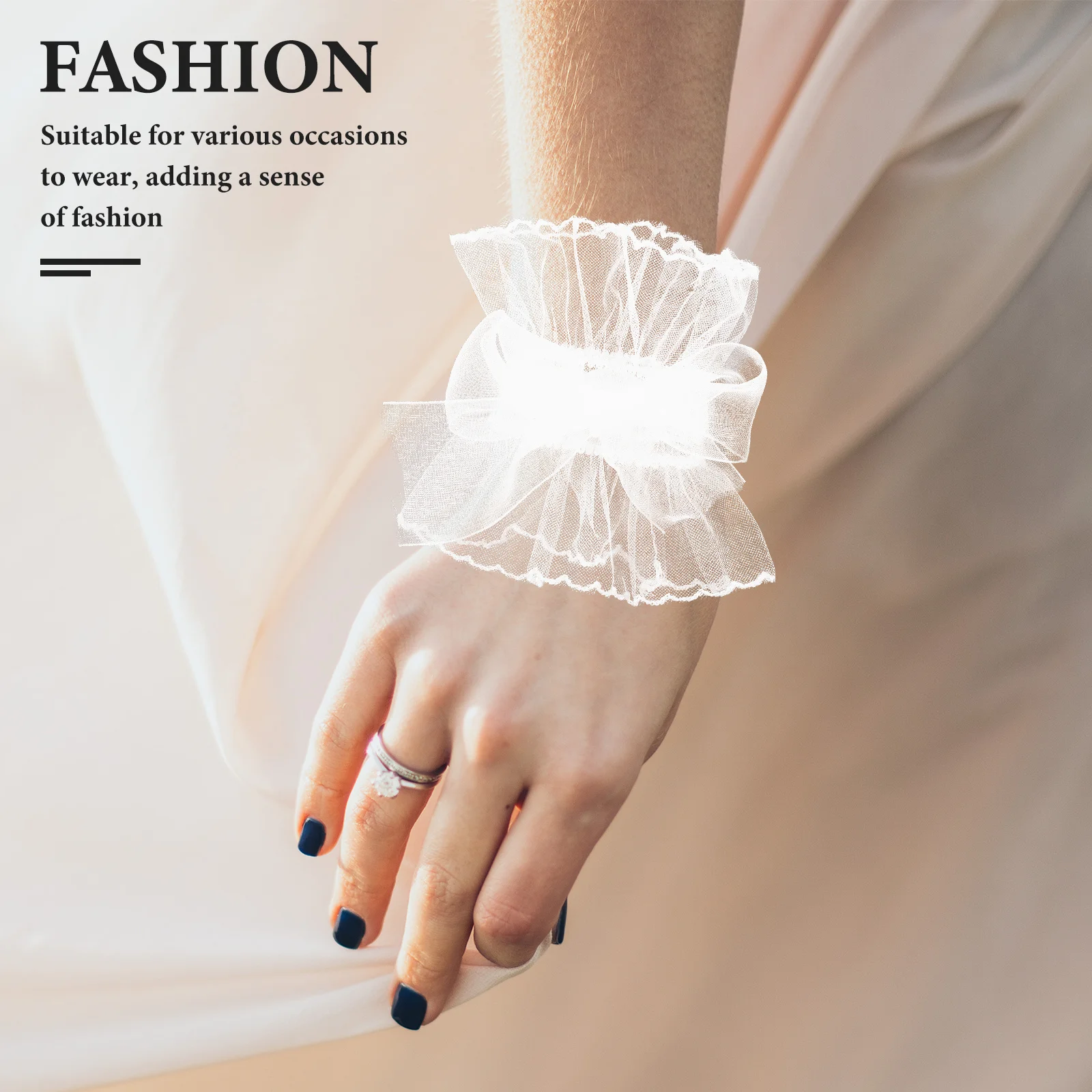 1 زوج لوليتا الدانتيل الأصفاد القوس كشكش الدانتيل المعصم الكفة كاذبة الأكمام قفازات حفل زفاف الشاي تأثيري ملحق النساء #1