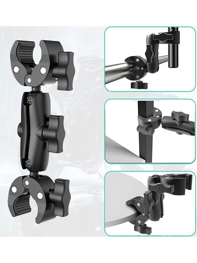 AliExpress QUERPXAF Double Socket Strong Clip Crab Clamp Motorcycle Bicycle Handlebar Base Mounting Bracket Clip for Insta360 X4 X3 Go Pro 12 11 10