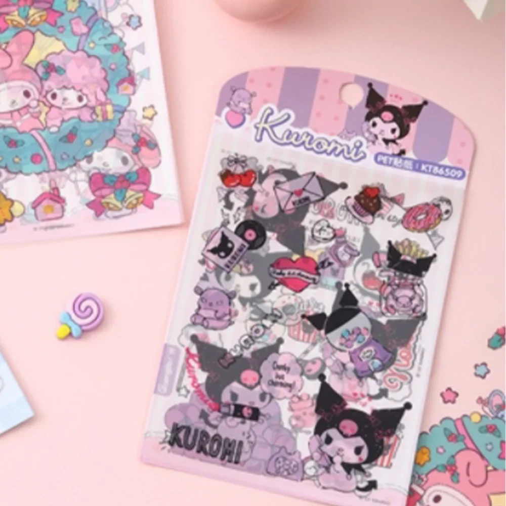 อะนิเมะ Sanrio อุปกรณ์ต่อพ่วง Kawaii น่ารัก Kuromi paster การ์ตูน DIY นักเรียนไดอารี่วัสดุตกแต่งเคสโทรศัพท์มือถือของขวัญเทศกาล