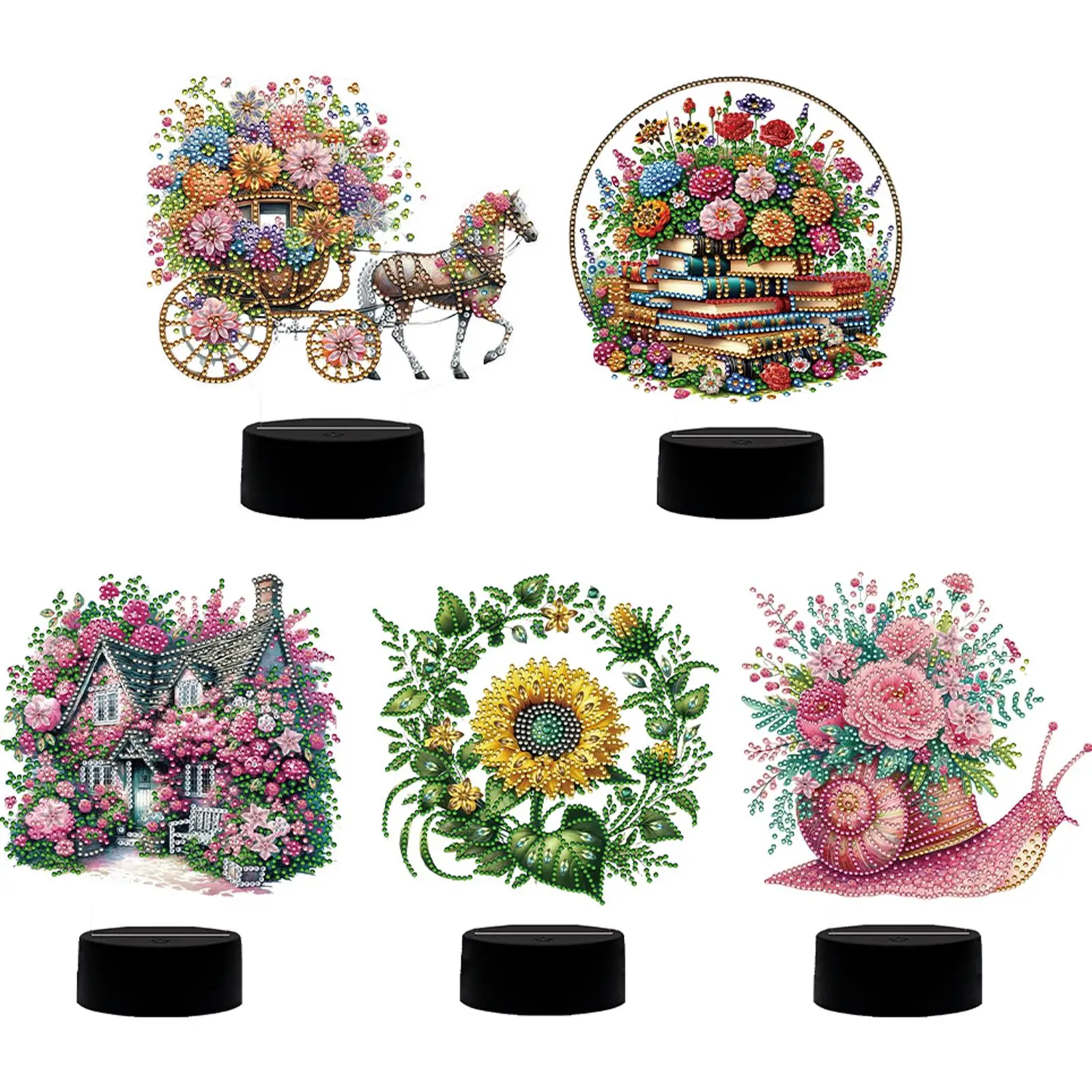 

Flower Diamond Painting Night Light with Tools 5D DIY Diamond Painting Lamp Double-sided for Bedroom Living Room Home Office