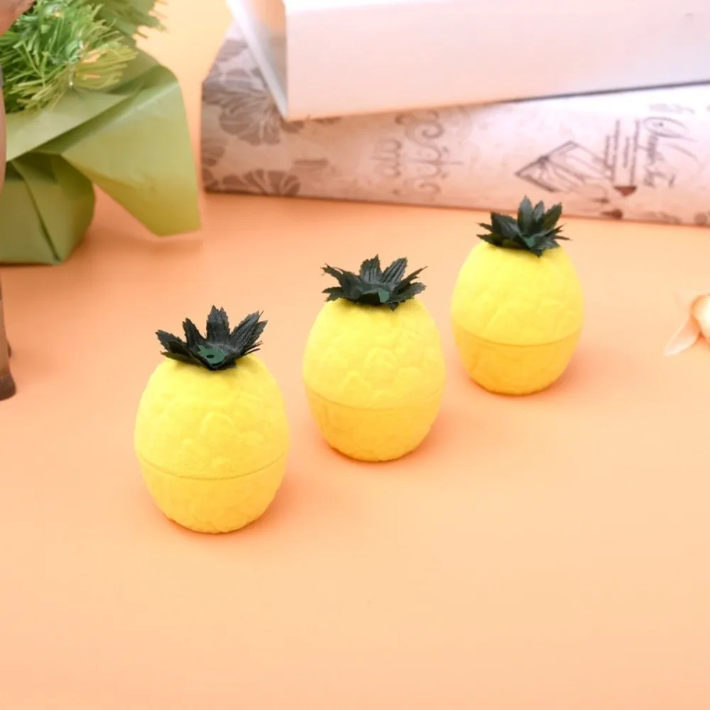 

Creative Anti-collision Cherry Necklace Organizer Grape Pineapple Fruit Ring Box Peach Orange Flocked Jewelry Box Propose