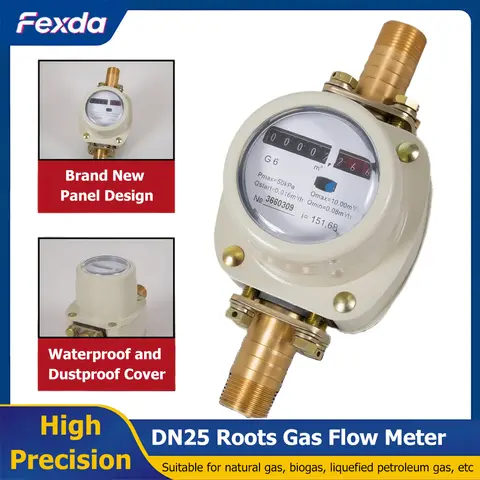 High Precision Roots Gas Flow Meter Mechanical Natural Gas Oxygen Biogas LPG Flowmeter Industry-Grade Positive Displacement 1"