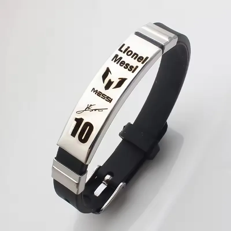 Lionel Messi Cristiano Ronaldo Neymar Football Star Stainless Steel Silicone Bracelet For Men Boy Soccer Accessory Gift