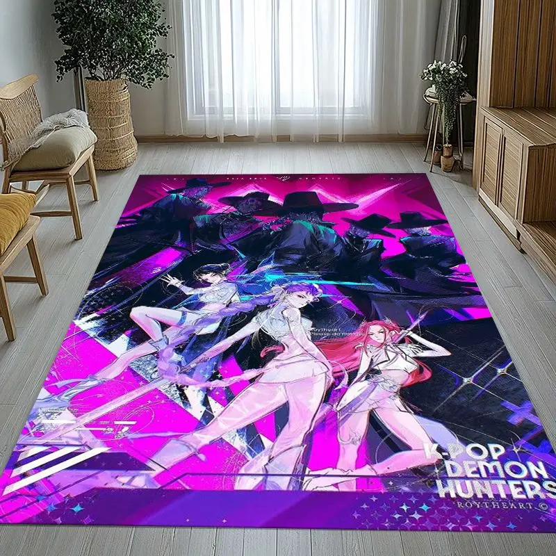 KPop D-Demon H-Hunters Girl Group Cartoon Soft Non-Slip Area Rug for Living Room,Bedroom Playroom Carpet Mat for Sofa,Home Decor