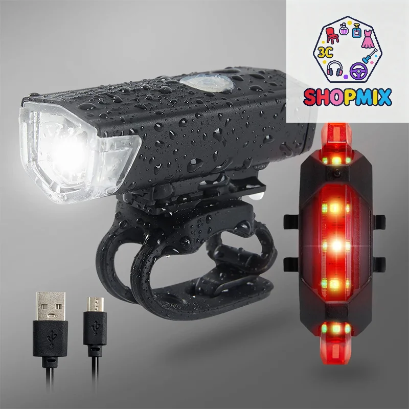

Bike Light Kit USB Rechargeable Headlight With Tail Light Easy Installation 3 Modes For Road Mountain Bike Accessories
