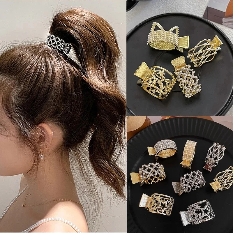 

Fashion Pearl Rhinestone Claw Clip High Horsetail Clip Fixed Claw Clip Senior Women's Hair Accessories Headwear