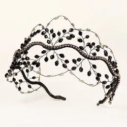 Handmade Pearl Crystal Crown Headbands Elegant Bridal Tiaras Luxury Wedding Party Hair Jewelry Accessories For Women Engagement