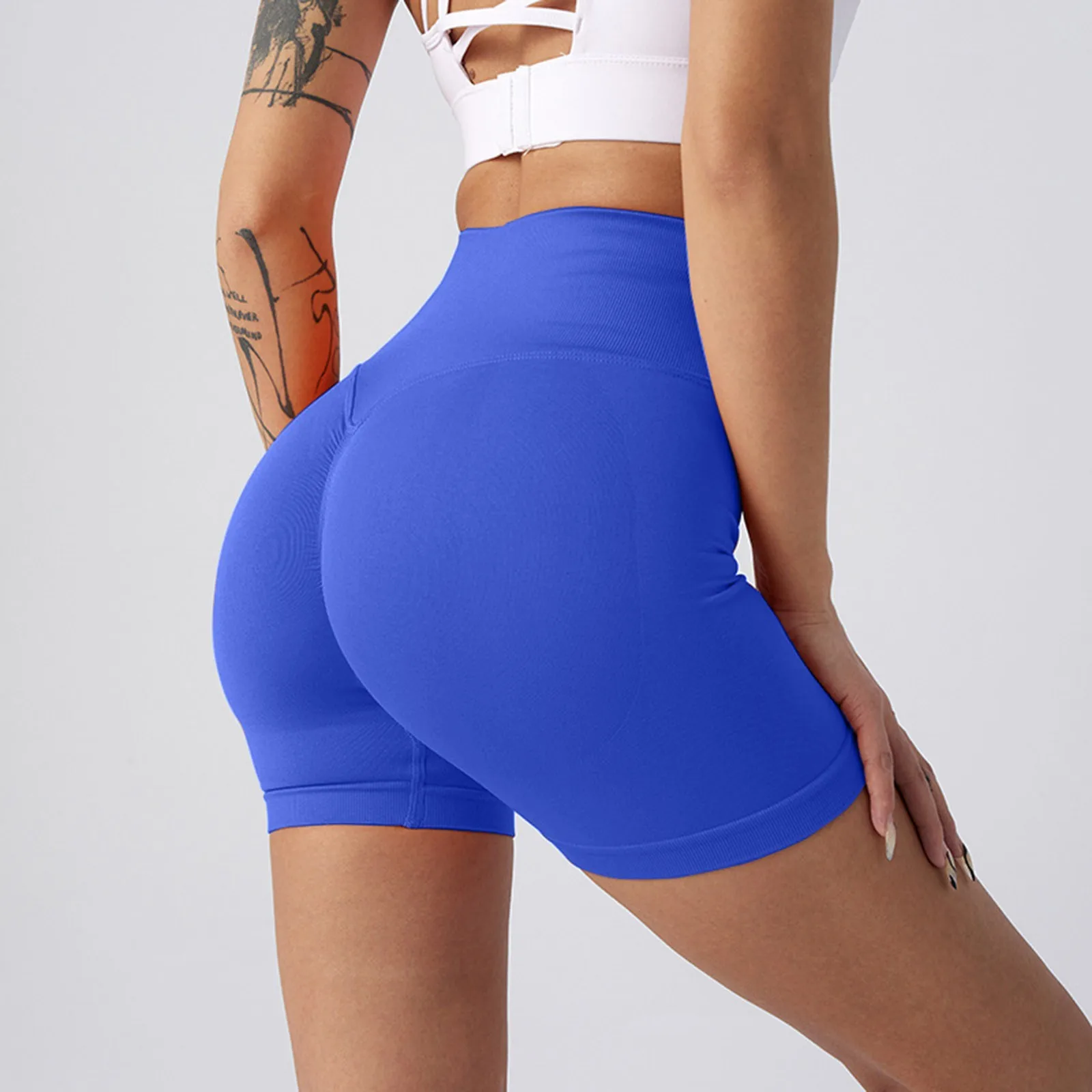 

Womens Seamless Scrunch Shorts Workout Gym Sports Short Solid Color High Waist Joggers Pants Summer Trousers