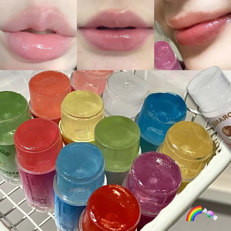 Jasmine Flower Hydrating Lip Balm Coconut Grape Apple Fruity Fresh Moisturizing Cream Anti Dryness Nourish Lip Care Jelly Gel