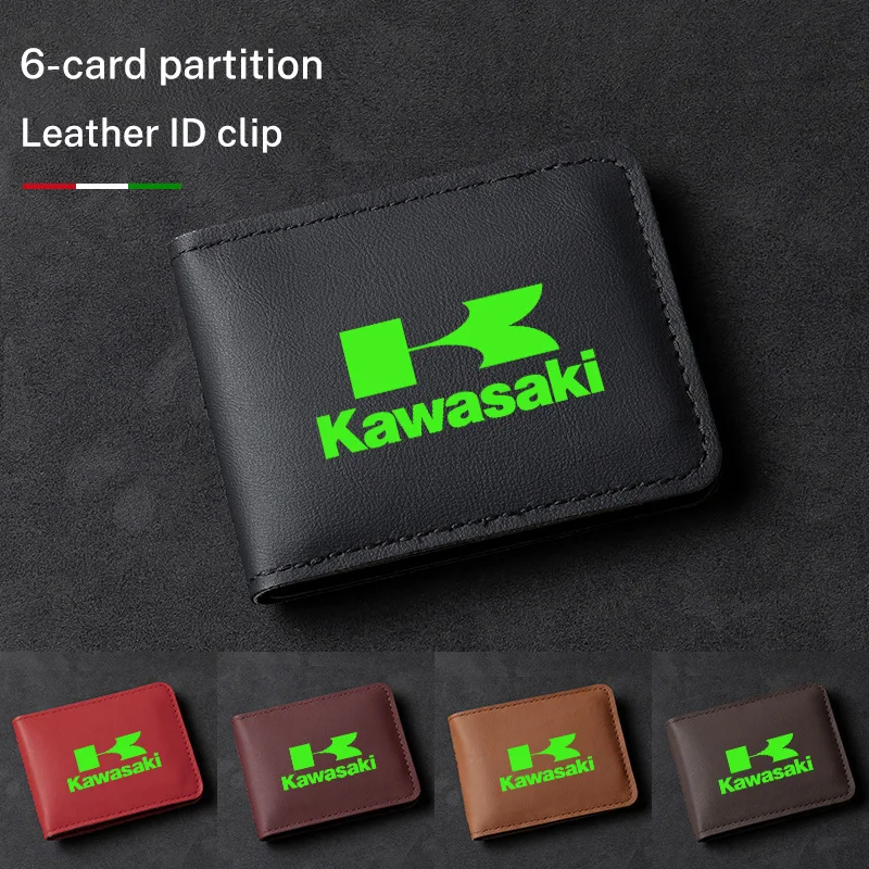 Carteira de couro macio com emblema de carro, mini cartão de crédito para kawasaki monster vulcan s z750 z900 nomad ninja clássico 250 ninja h2 ZX-6R