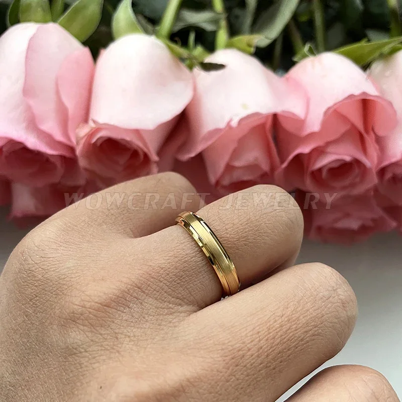 Fashion Jewelry Gold Luxury Wedding Band Brushed Finish I Love You Engraved Wholesale Comfort Fit