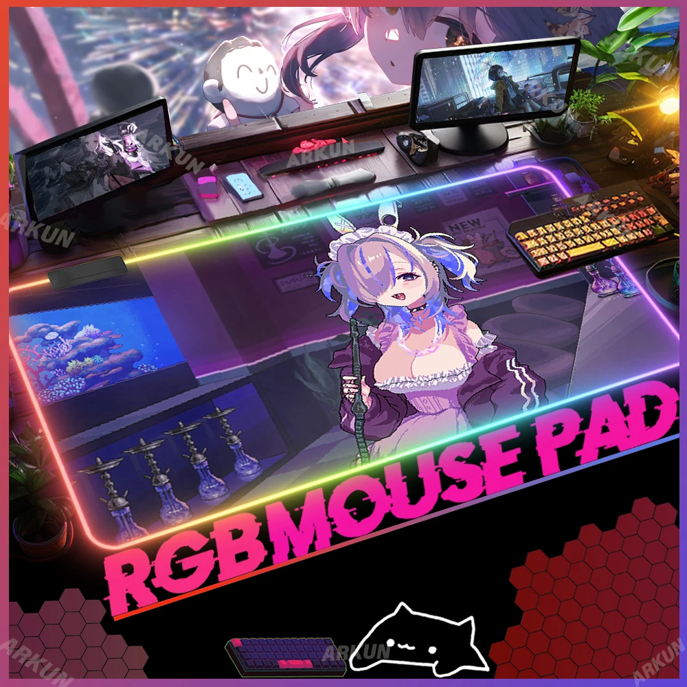 XXL RGB 90x40 Visual Life Simulation Adventure Game Cute Pixel Hookah Haze Gaming Mouse Pad Large LED Light Computer Backlit Mat