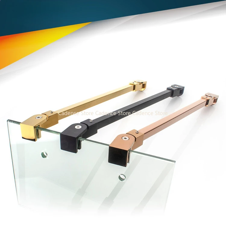 

80-100cm Wall To Glass Shower Enclosure Fixing Bar Bracket Swaying Prevention Adjustable Joint Matt Black Polished Rose Gold