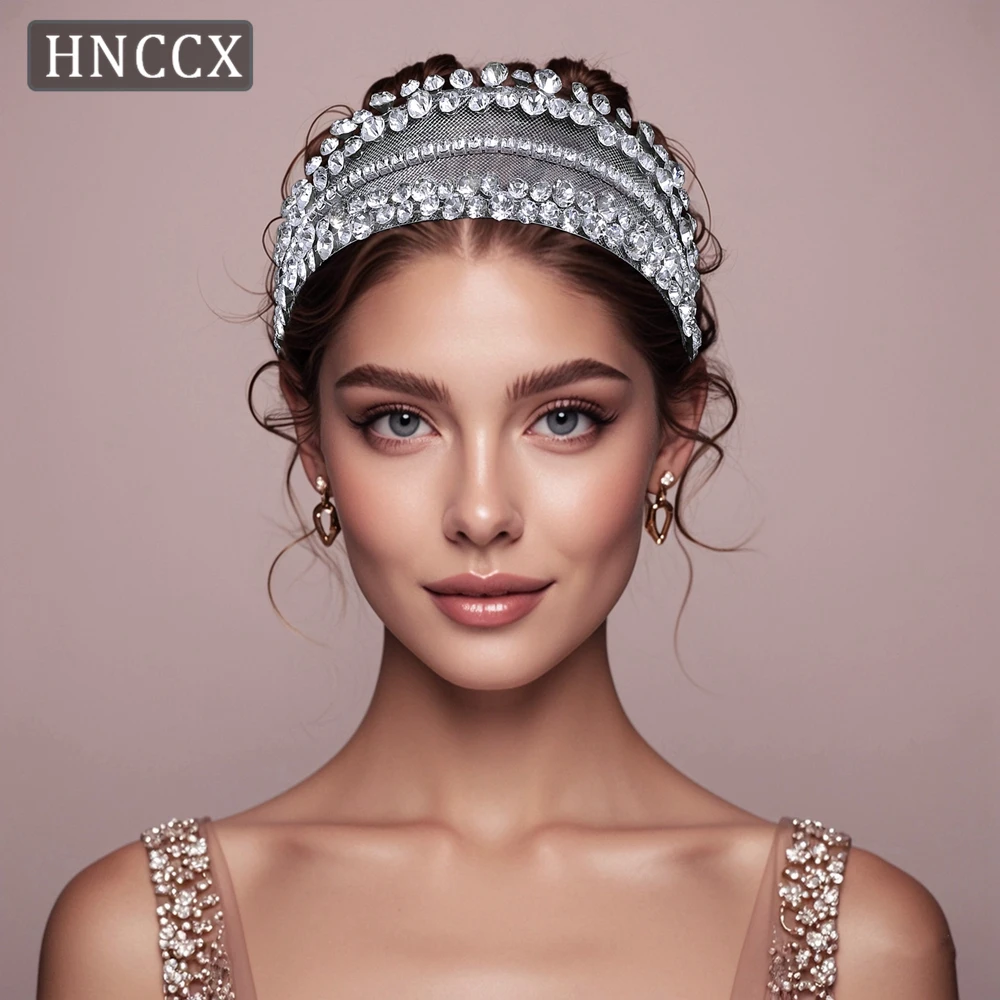 

HNCCX Wedding Headband Rhinestone Bridal Hair Accessories Crystal Bride Wide Headdress Hair Jewelry Handmade Head Hoop CP806