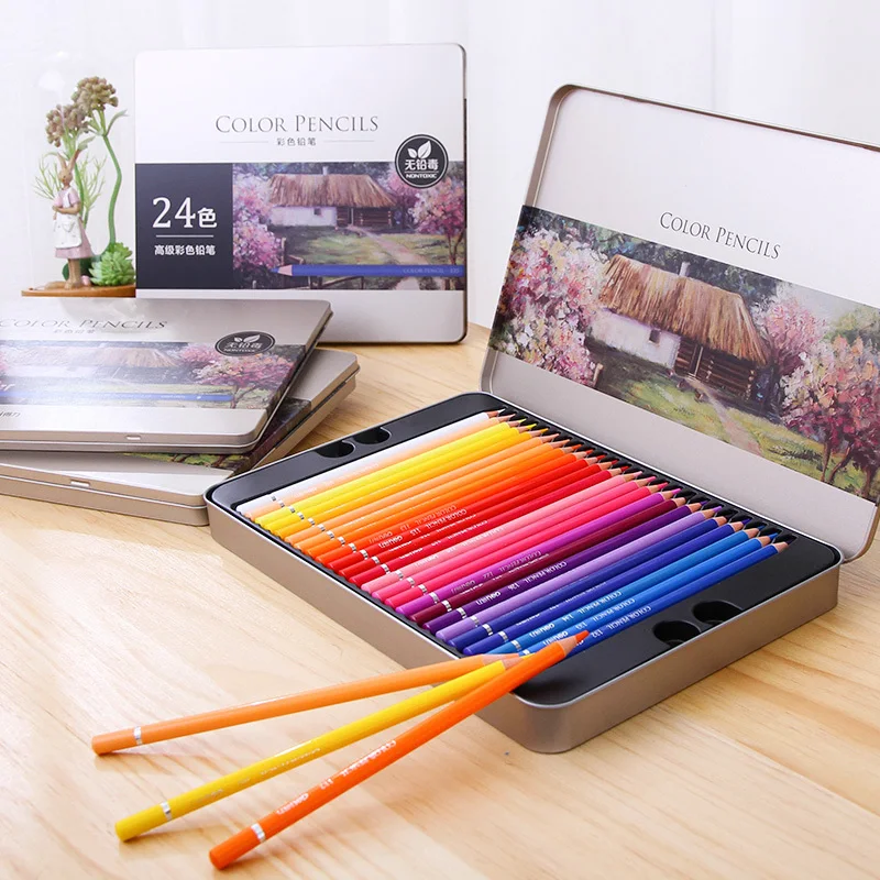 

Huiqin Oily Colored Pencil Set 24/36/48/72 Colors Oil Painting Drawing Art Supplies For Write Drawing Lapis De Cor Art Supplies