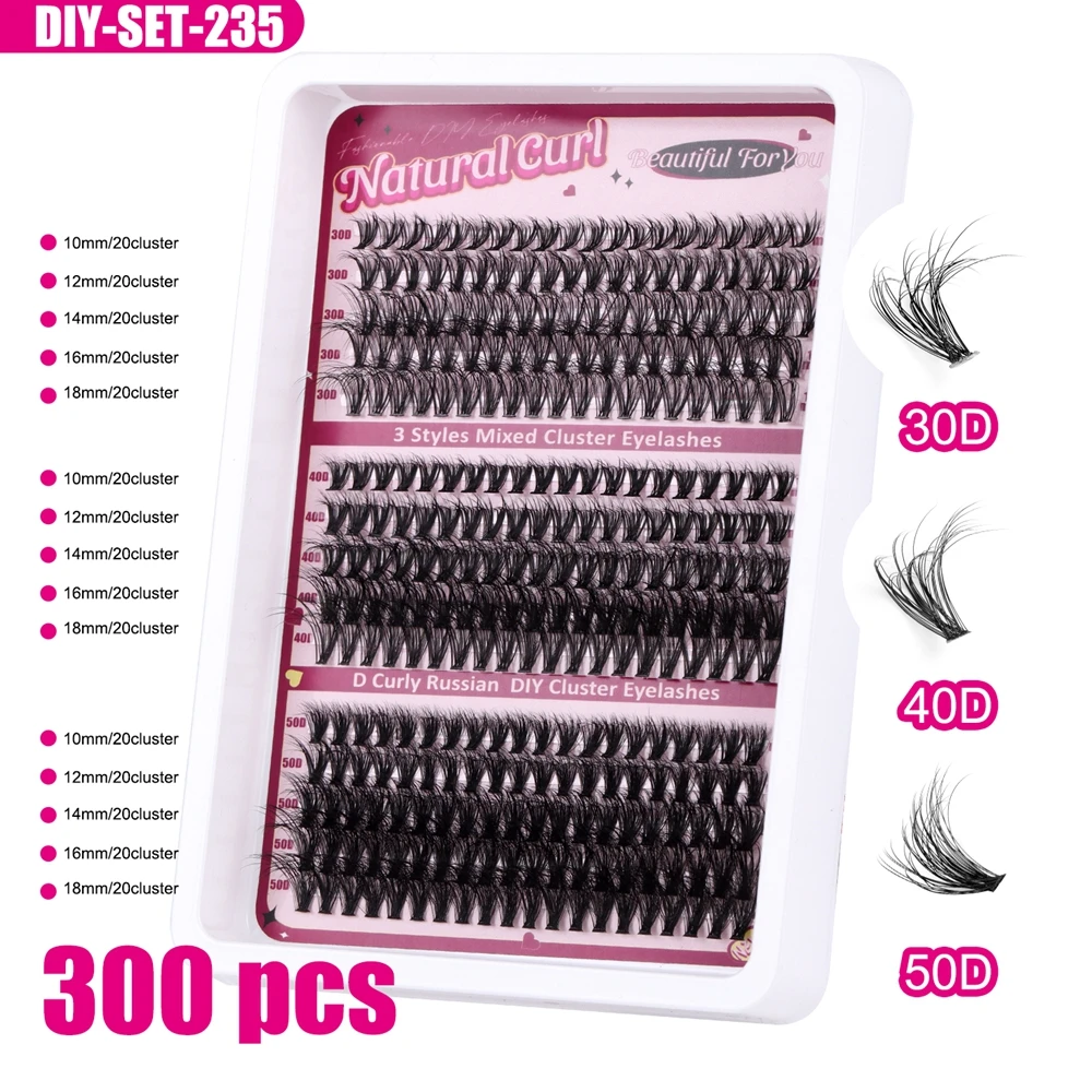 Lash Clusters Eyelash Extensions False Eyelash Set Natural Look Wispy Lashes D Curl 9-14mm Cluster Lashes Eye Tweezer Makeup Set