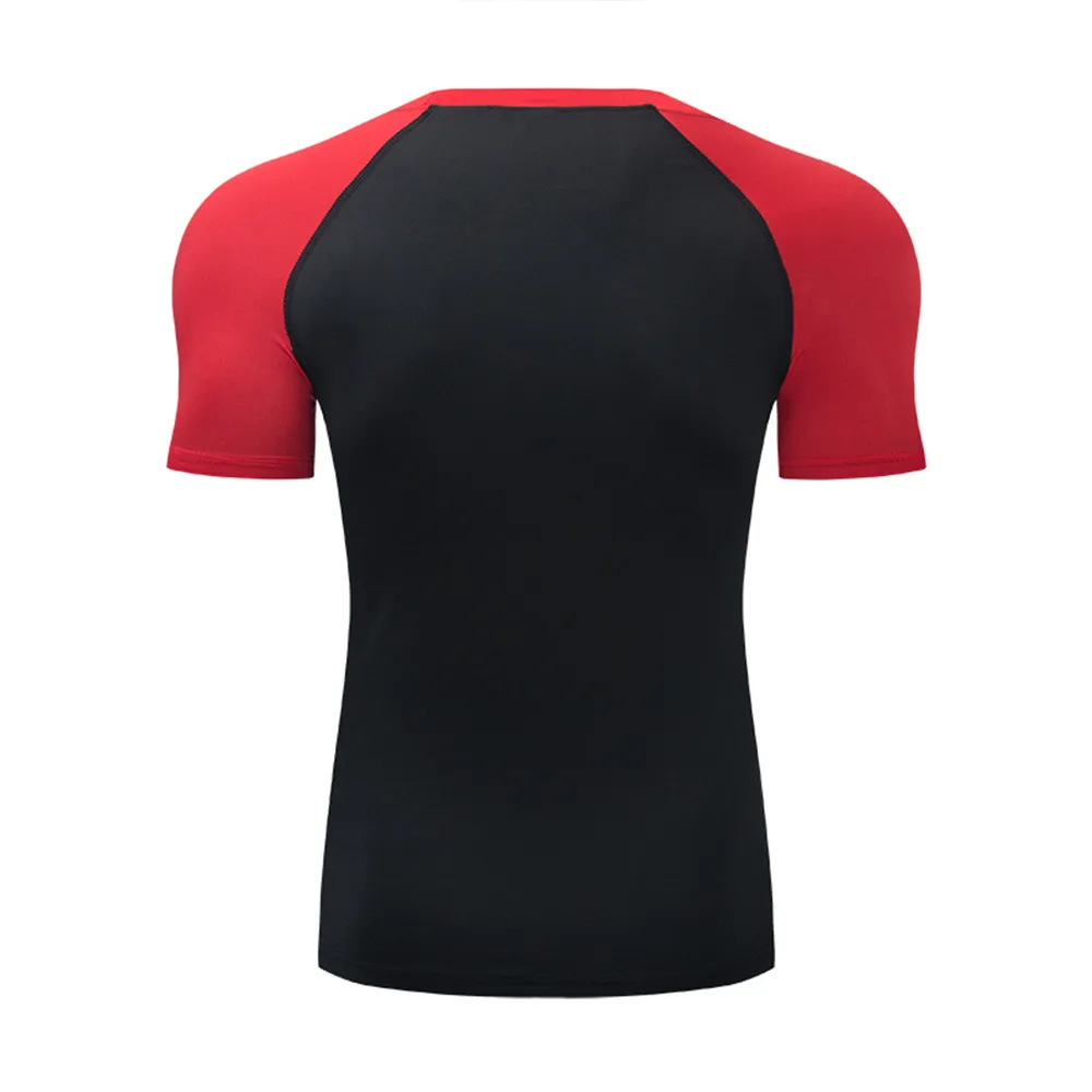 Men\'s Compression T-shirt Breathable Football Suit Fitness Tight Sportswear Riding Quick Dry Running Short Sleeve Shirt Sports