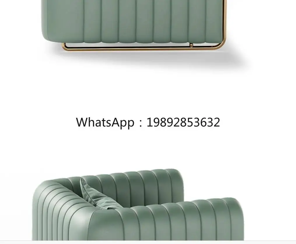 

Zz Modern Light Luxury Leather Art Small Apartment Three-person Sales Office Negotiates Hotel Clubhouse Reception Sofa